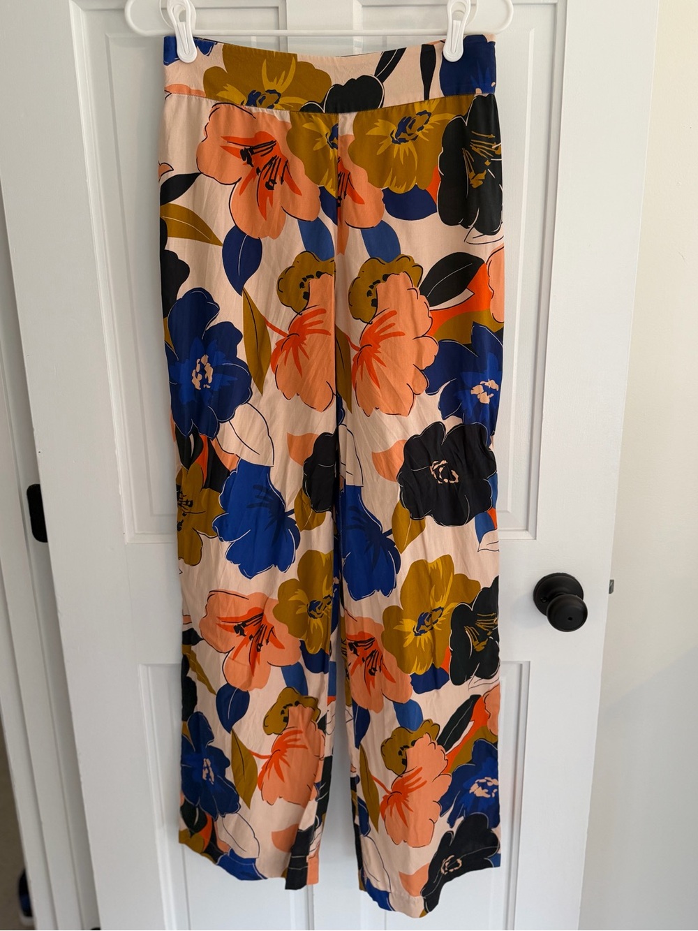 Sézane 100% Silk Floral Wide Leg Side Zip Pants Size 38 US 6